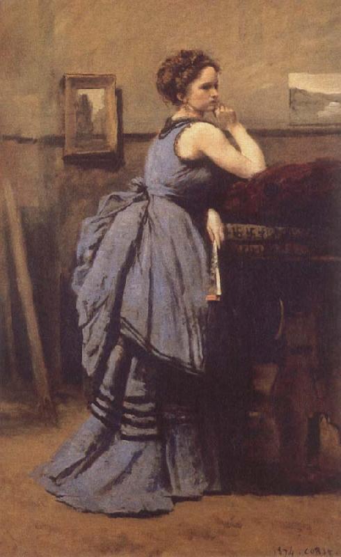Jean Baptiste Camille  Corot WOman in Blue oil painting image
